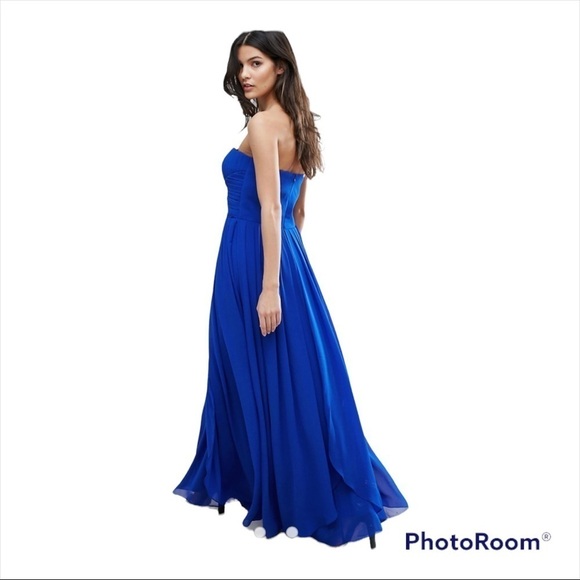 NWT Y.A.S. ASOS Light Blue Strapless Molly Maxi Gown Dress Size Large - Picture 8 of 15